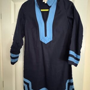 Sail to Sable Navy Dress with light blue detailed trim , size XS